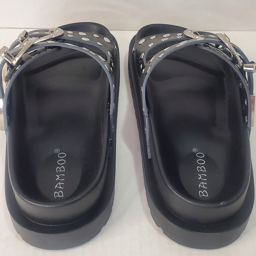 BAMBOO Brand  Black Sandals Size 6 - Picture 4 of 7